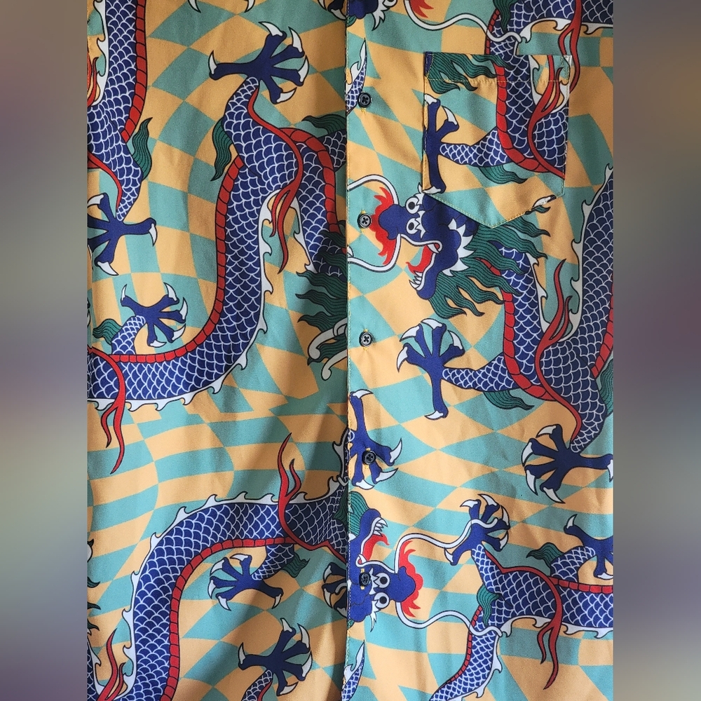 Men's Negative Space Sz Small Bold Dragon Print Casual Shirt LIKE NEW - Picture 6 of 10